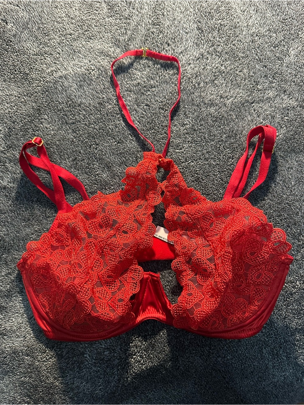 Victoria's Secret Red Lace Halter Bra